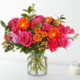 FTD Flower Delivery | Fiesta Bouquet | Carnation | Gerbera Daisy | Rose | Stock | Orange | Peach | Pink