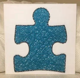 MADE TO ORDER- Puzzle Piece String Art, Games, Autism Awareness, Thread Art, Gift for her, Nails and String, Handmade, Diversity