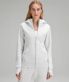 Lululemon Scuba Full-Zip Hoodie - Grey/White - Size 4 Cotton-Blend Fleece Fabric