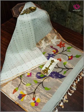 Paithani Pallu Peacock and Dove Muslin Saree