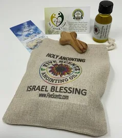 Israel Blessing Gift Bag with Latroun Monastery Olive Oil Holy Anointing Oil Caring Cross hand carved from Bethlehem Israel for Prayer