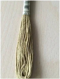 DMC stranded 370 medium mustard green six strands