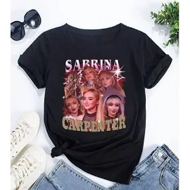 MiracleSpirit Graphic Sabrina Carpenter T-Shirt, Adult Unisex, Size: unisex T-Shirt Large, Black