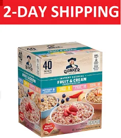 Quaker Instant Oatmeal Fruit & Cream, Variety Pack (42.3 Oz., 40 Pk.)