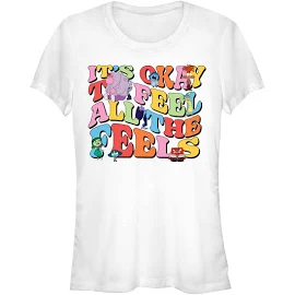 Junior's Inside Out 2 Its Okay to Feel All The Feels Graphic T-Shirt, Girl's, Size: Large, White