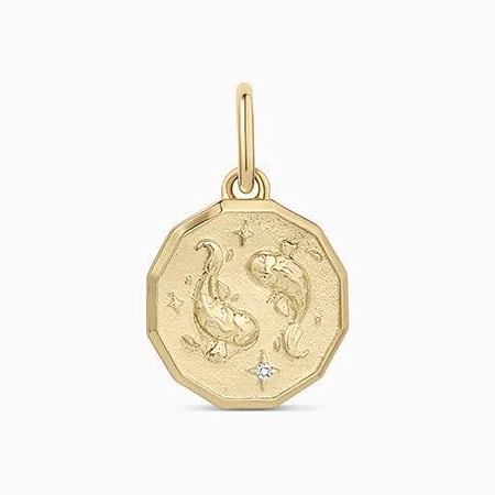 Women's gorjana Diamond Zodiac Coin Charm 14k Solid Gold