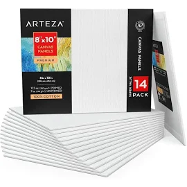 Arteza Canvas Panels, Premium, White, 8"x10", Blank Canvas Boards for Painting - 14 Pack