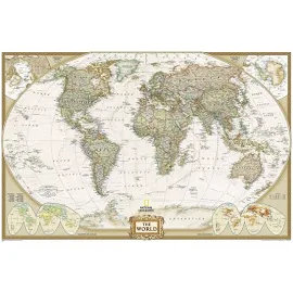 National Geographic World Executive Map, Enlarged and Laminated, 73" x 48"