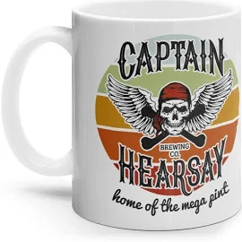 Johnny Depp Amber Heard Captain hearsay brewing co home of the mega pint mug cup funny quote mug, joke mug Johnny Depp cups