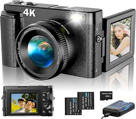 4K Digital Camera for Photography Autofocus, Upgraded 48MP Vlogging Camera for YouTube with SD Card